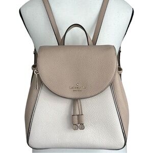 Kate Spade Leila leather backpack tan/beige color combo!